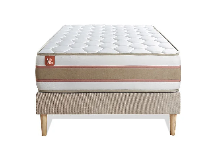 Lit Le Délicat 90 x 190 cm Sommier en tissu Beige Brun 90x190 cm