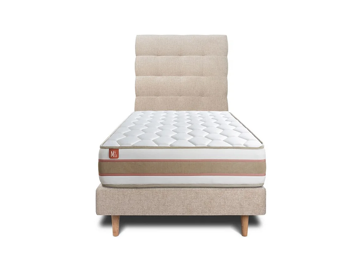 Lit Le Délicat 90 x 190 cm Sommier en tissu Beige Brun 90x190 cm
