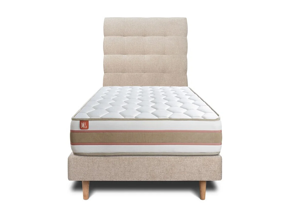 Lit Le Délicat 90 x 190 cm Sommier en tissu Beige Brun 90x190 cm