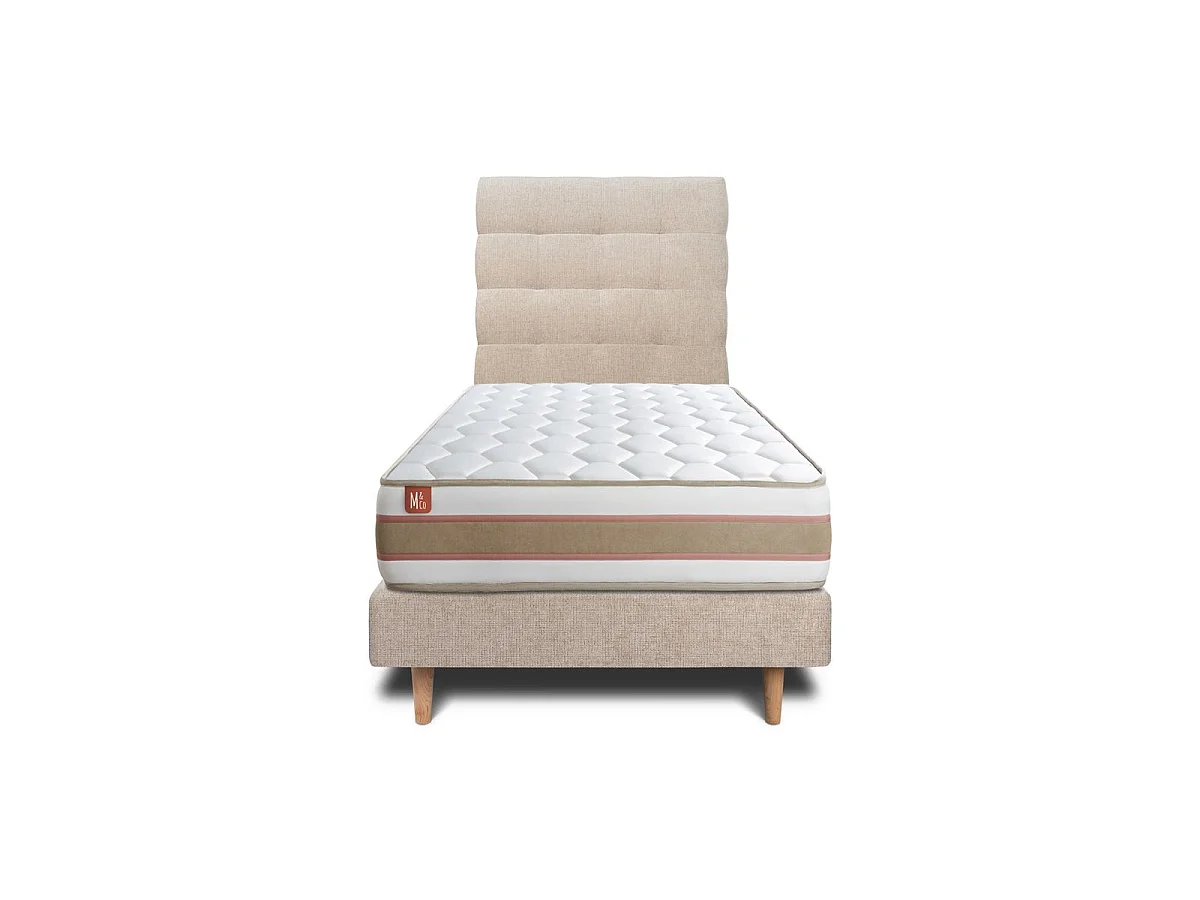 Lit Le Délicat 90 x 190 cm Sommier en tissu Beige Brun 90x190 cm