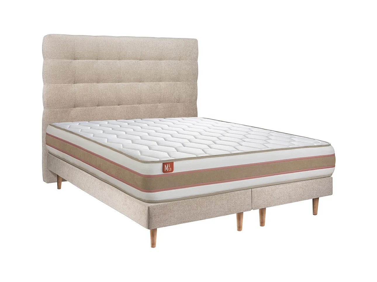 Lit Le Délicat 180 x 200 cm double Sommier en tissu Beige Brun 180x200 cm