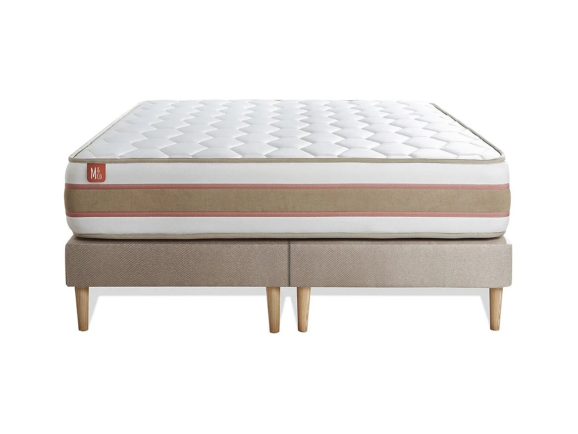 Lit Le Délicat 180 x 200 cm double Sommier en tissu Beige Brun 180x200 cm