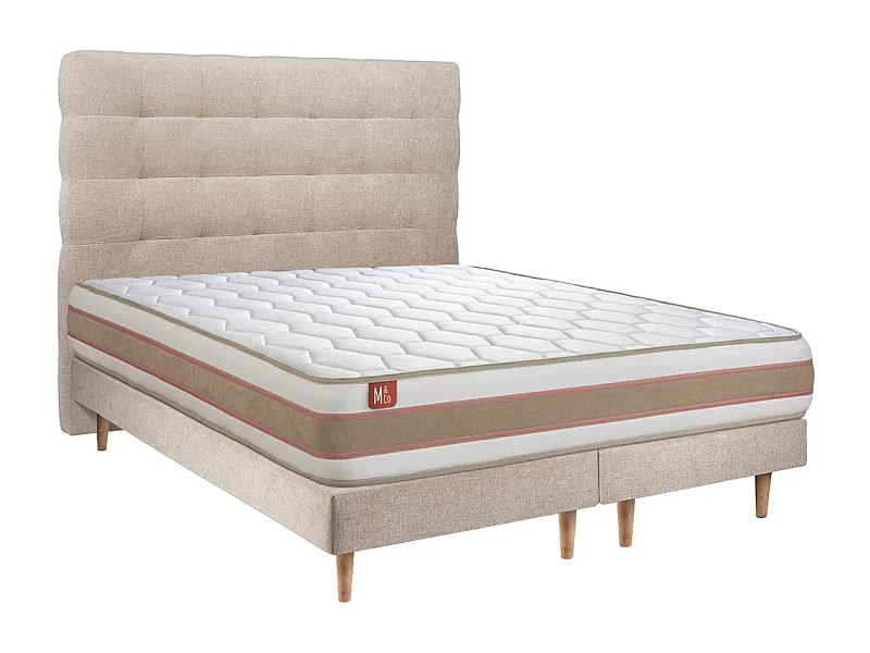 Lit Le Délicat 180 x 200 cm double Sommier en tissu Beige Brun 180x200 cm