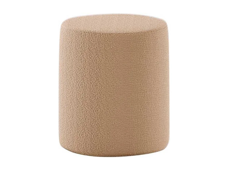 Pouf Rond 41cm Tissu Bouclé Brun - CONNIE