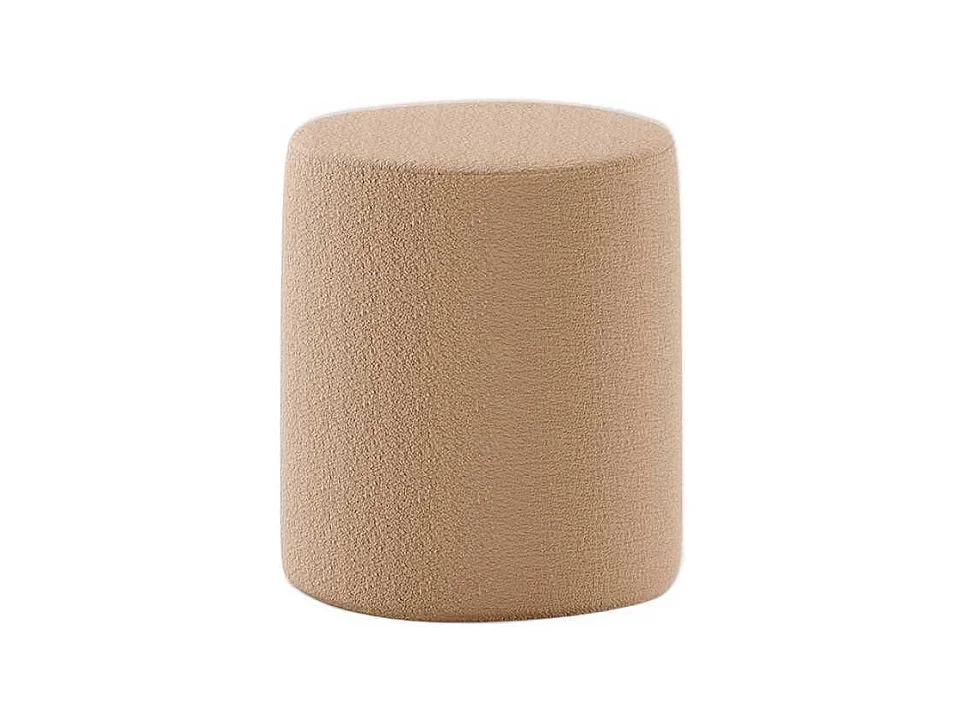 Pouf Rond 41cm Tissu Bouclé Brun - CONNIE