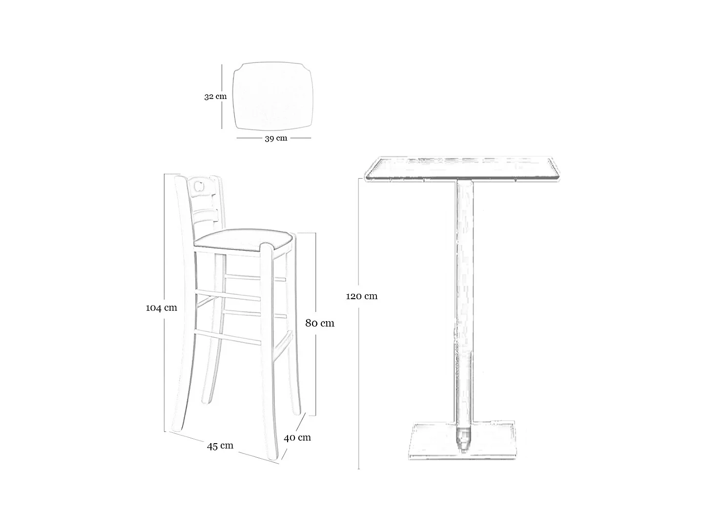 Tabouret H80 en bois de noyer clair avec poignée et assise rembourrée en similicuir marron