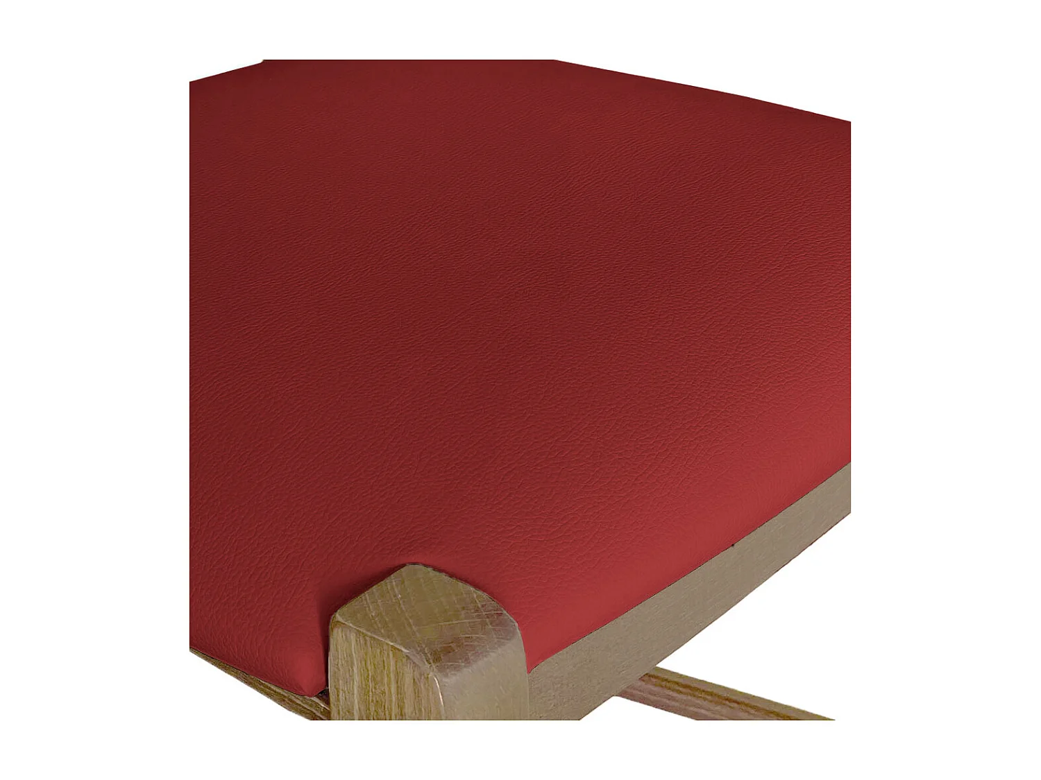 Tabouret de bar h 80 en bois de noyer clair avec poignée et assise rembourrée rouge