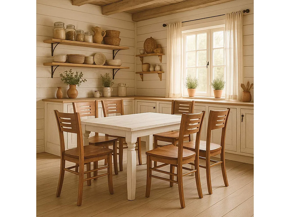 Set 2 sedie Amelia in legno di faggio finitura noce con seduta in legno massello