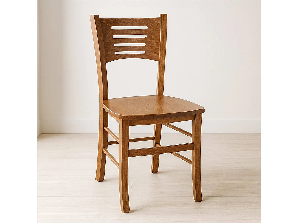 Set 2 sedie Amelia in legno di faggio finitura noce con seduta in legno massello