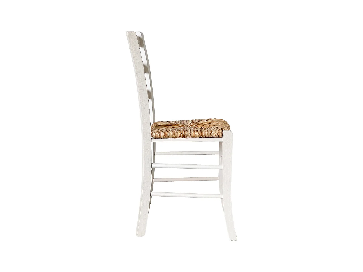 Set di 6 sedie da sala da pranzo Venezia in legno bianco con seduta in paglia