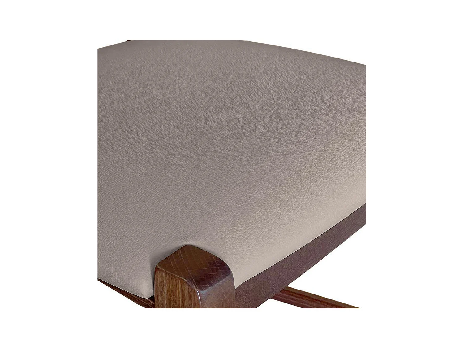 Sgabello bar  h 80 in legno noce scuro con manico seduta similpelle tortora