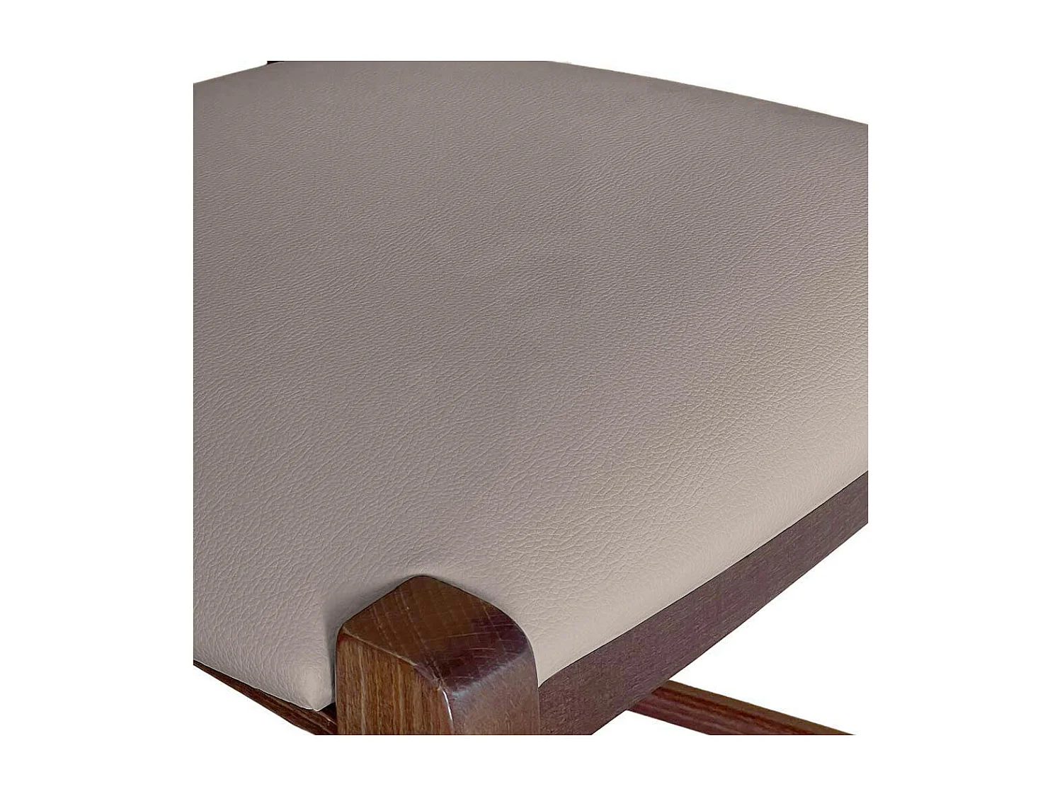 Tabouret de bar de 80 cm de haut en bois de noyer foncé avec poignée et assise en similicuir gris tourterelle