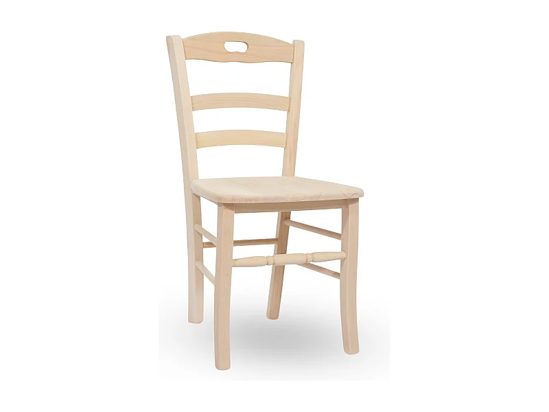 Loris model stoel in ruw hout om te beschilderen met massief houten zitting