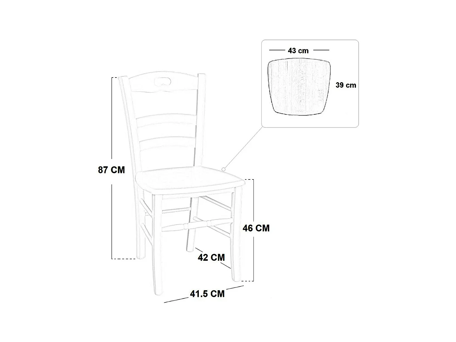 Chaise modèle Loris en bois brut à peindre avec assise en bois massif