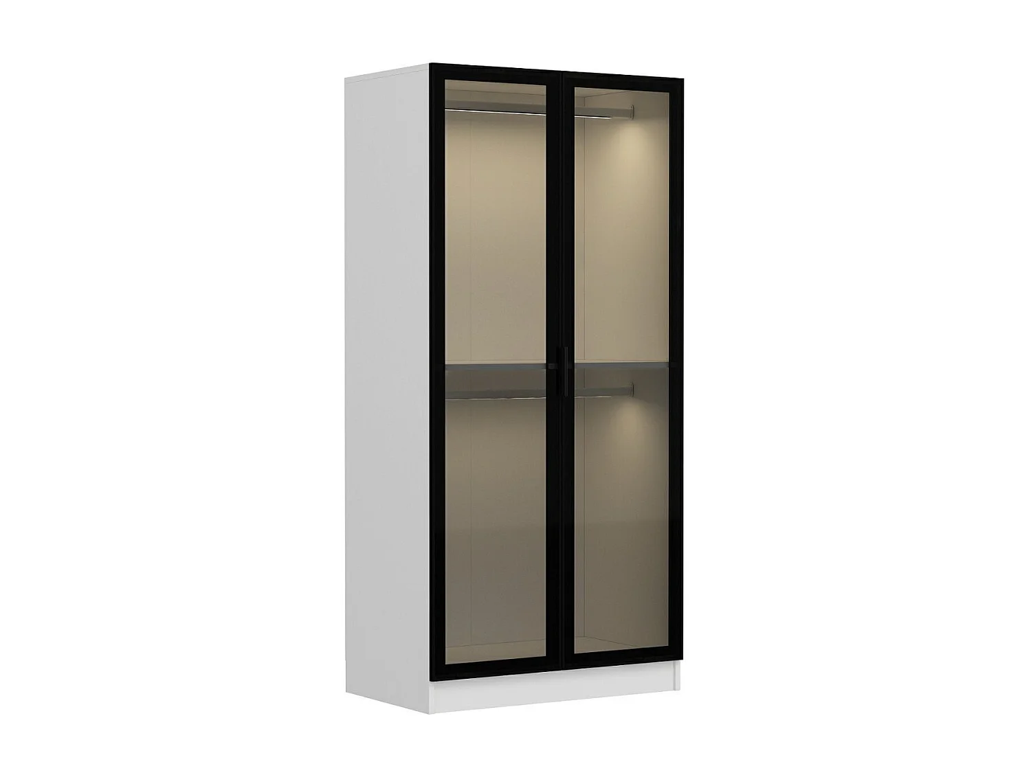 Armario Kale Glass-210 blanco negro 90x210x52 cm