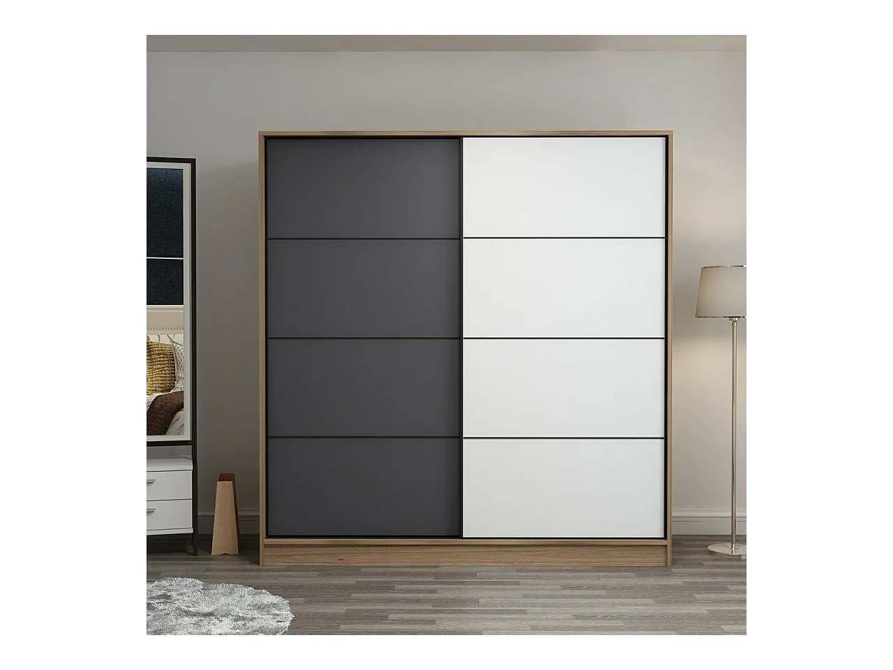 Armario Kale-3982 dore blanco antracita 180x210x52 cm