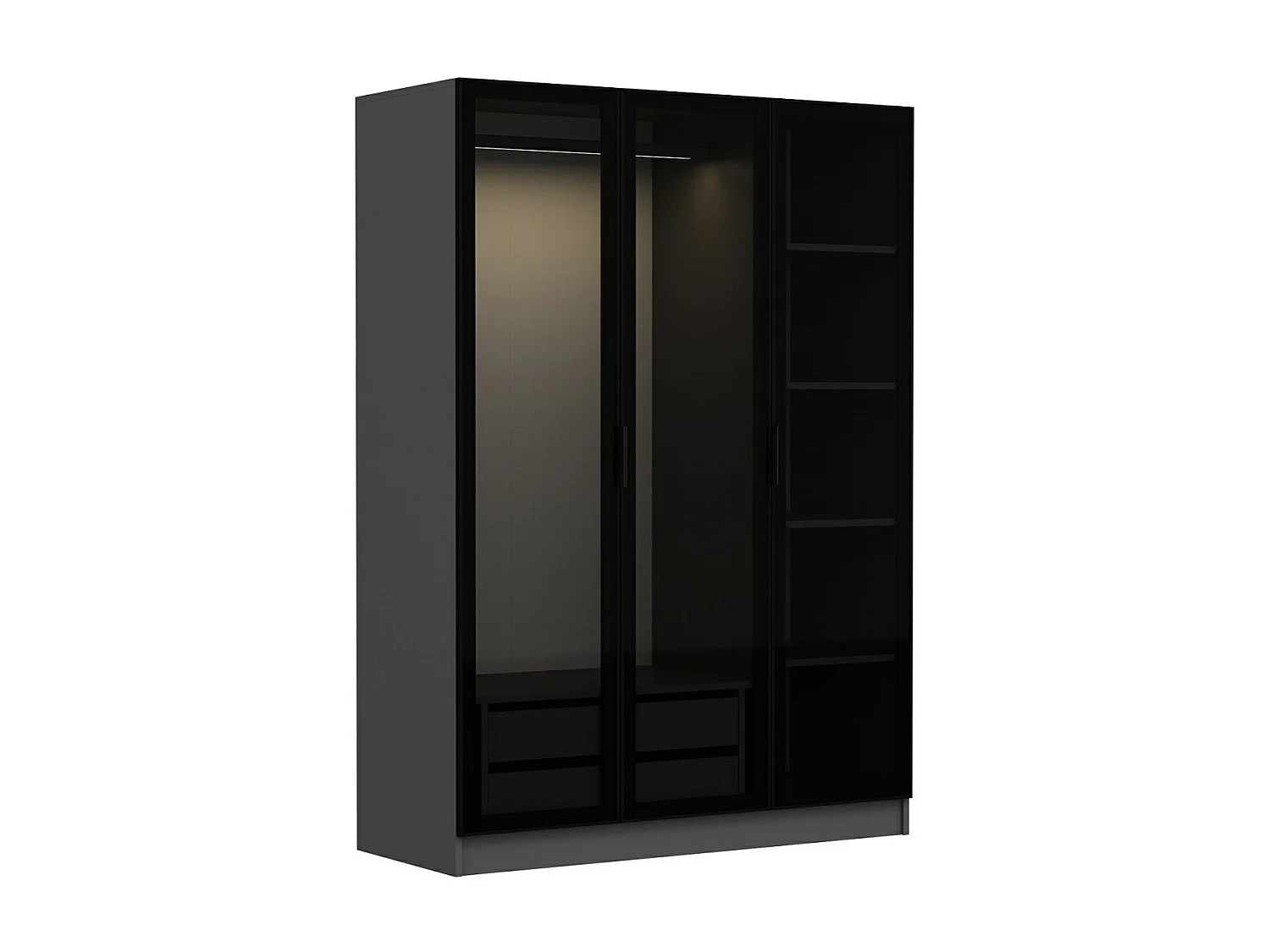 Kleiderschrank 3-türig mit Regalen und Schubladen Kale 135