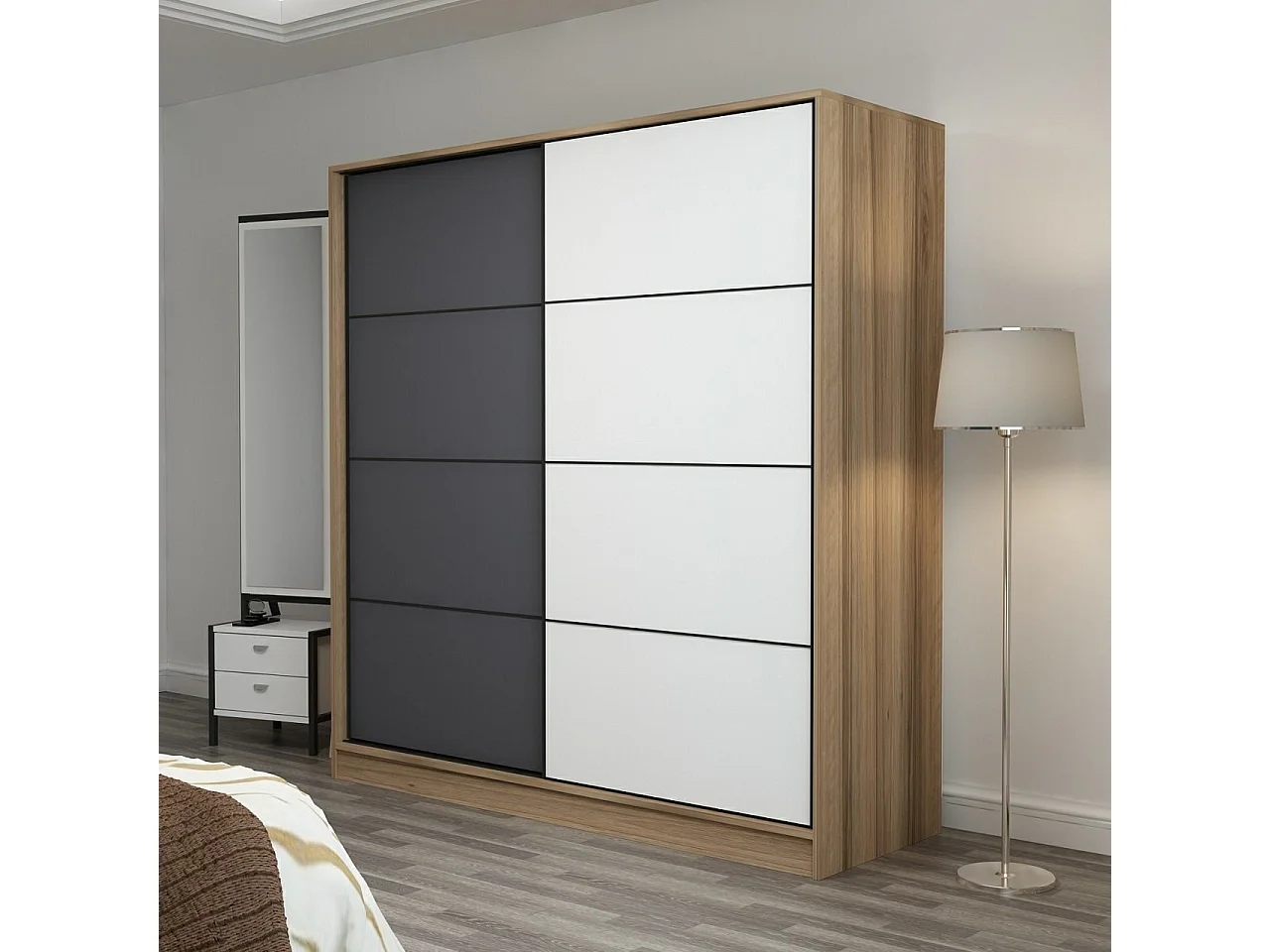 Armario Kale-3178 dore blanco antracita 180x190x52 cm