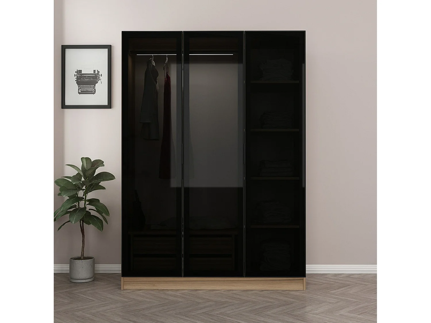 Armario Kale-2285 gris oscuro 135x210x52 cm