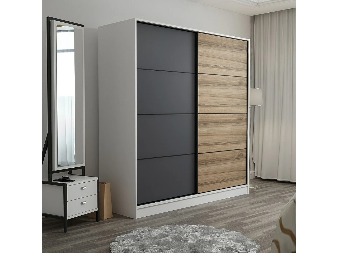 Armario Kale-3160 dore blanco antracita 180x190x52 cm