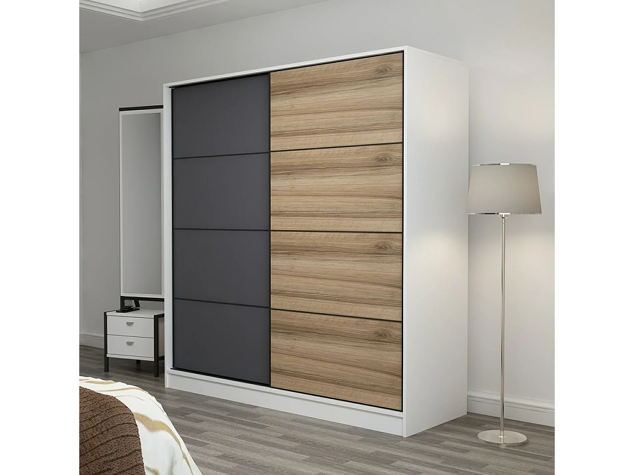 Armario Kale-3160 dore blanco antracita 180x190x52 cm