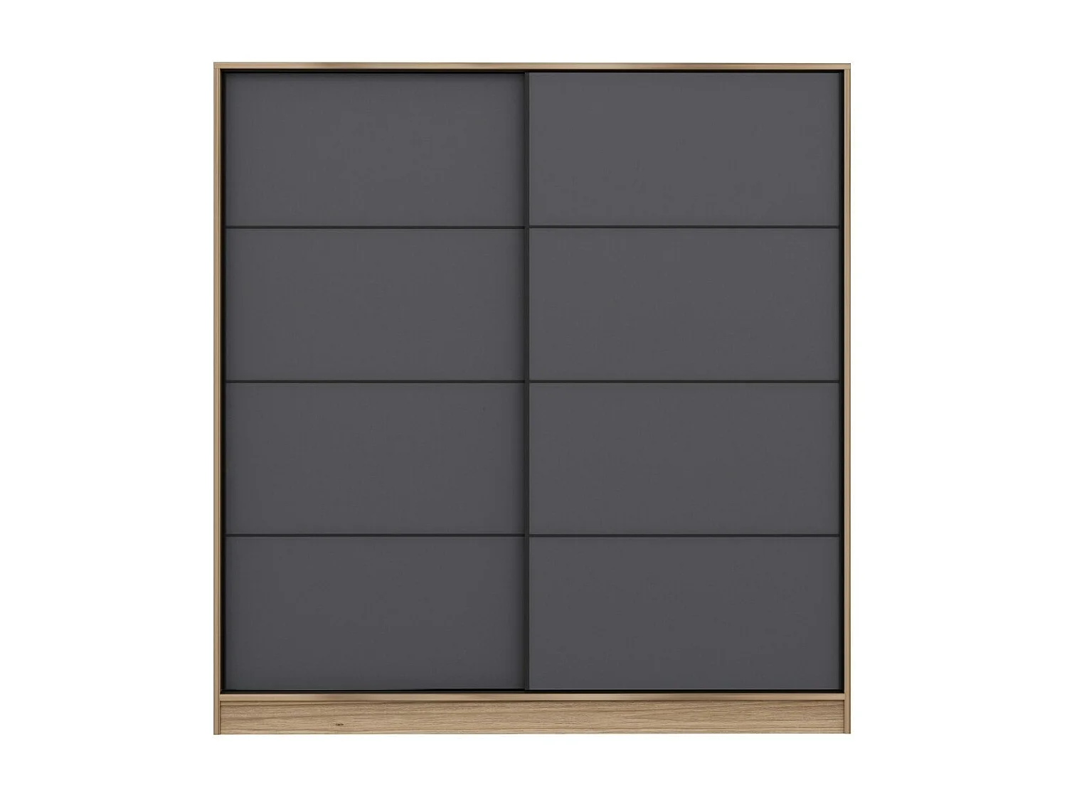 Guardaroba Kailua T102, Antracite|Quercia, 190x180x60cm, Porte guardaroba: Scorrevole