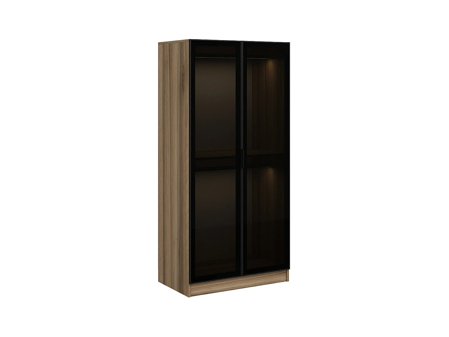 Armario Kailua S101, Negro|Roble, 210x90x52cm, Puertas de armario: Con bisagras