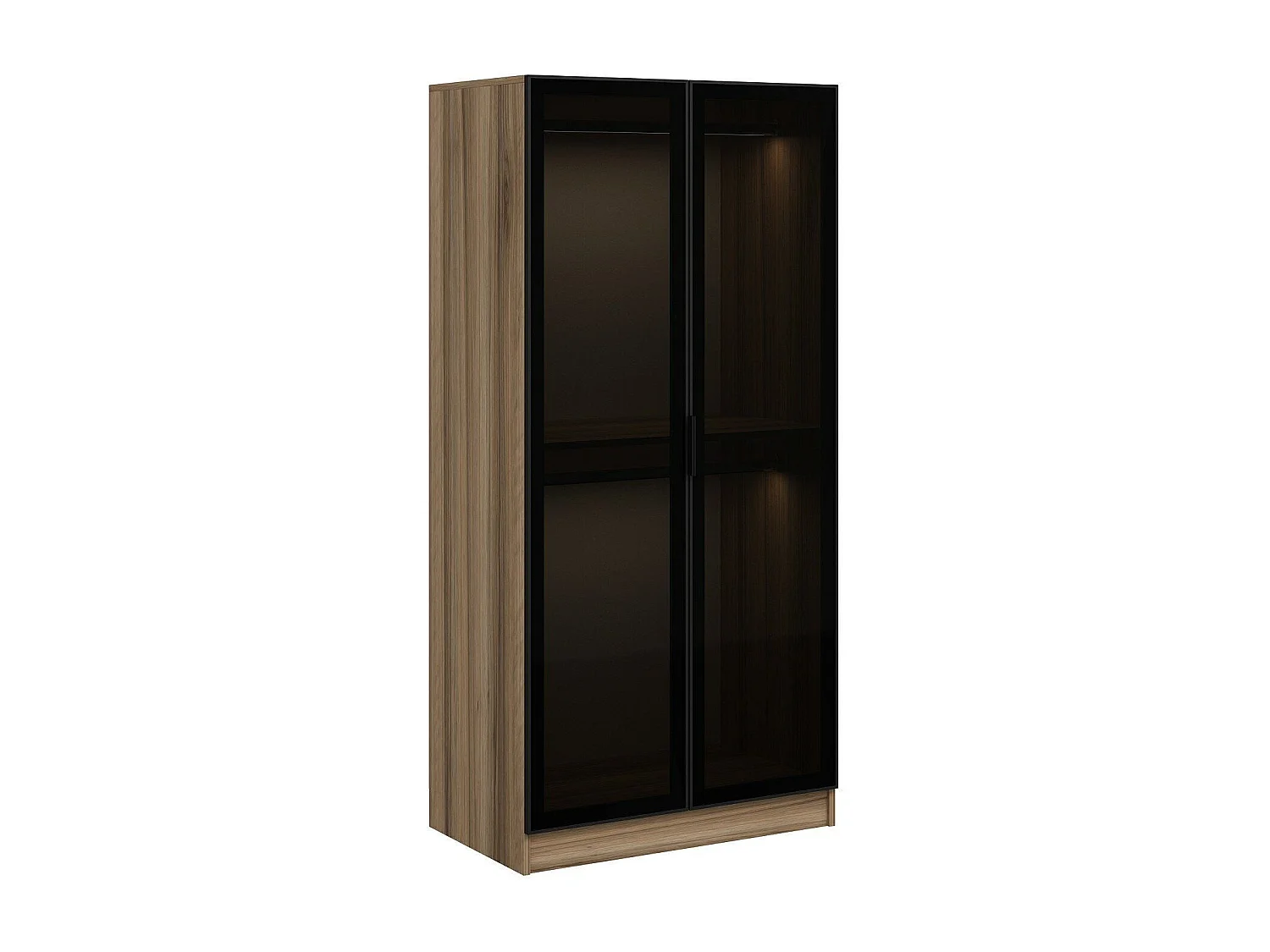 Guardaroba Kailua S101, Quercia|Nero, 210x90x52cm, Porte guardaroba: Con cerniere