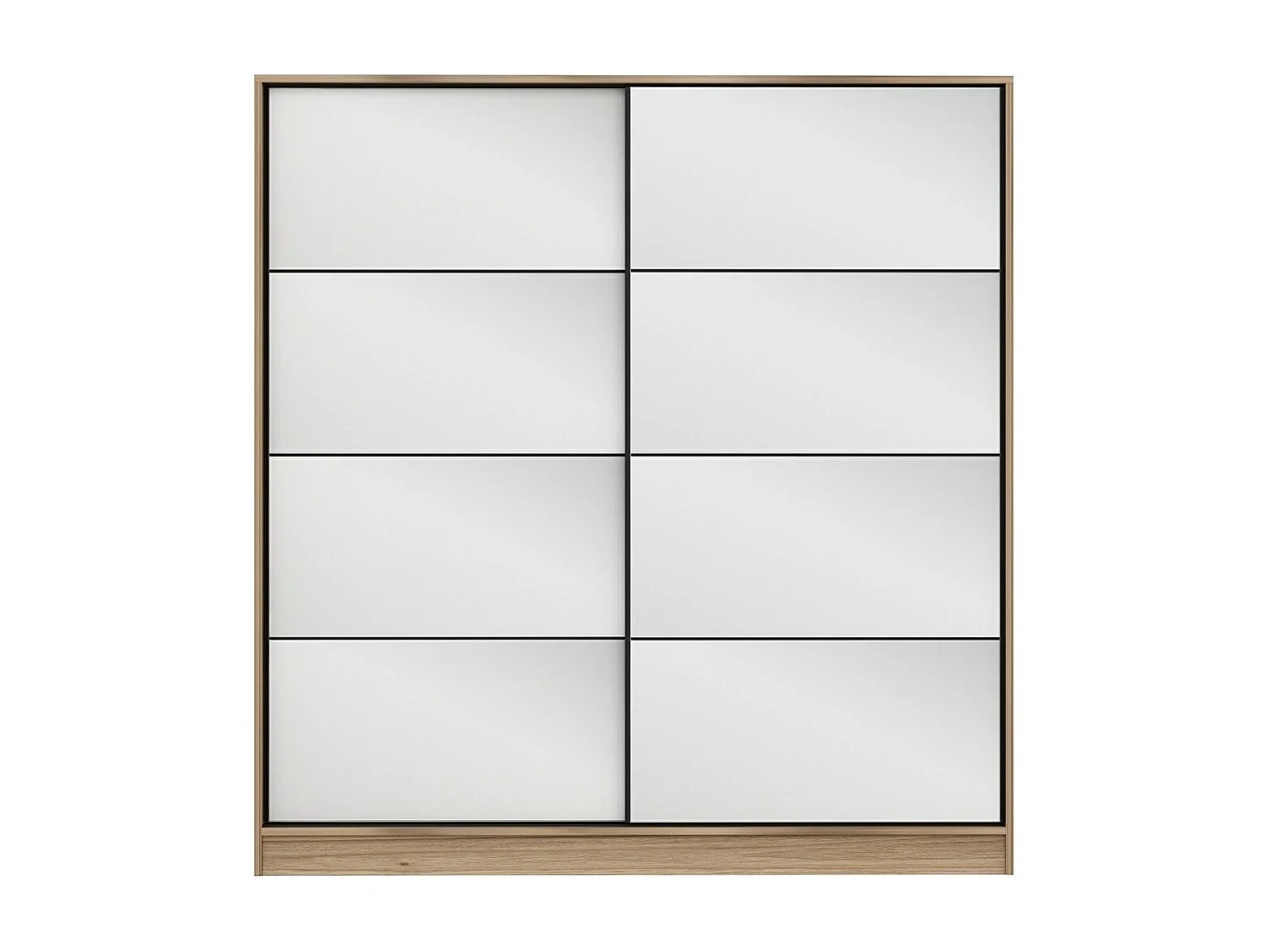 Dressing Carina Bois clair L180xH190cm avec 2 portes coulissantes Miroir