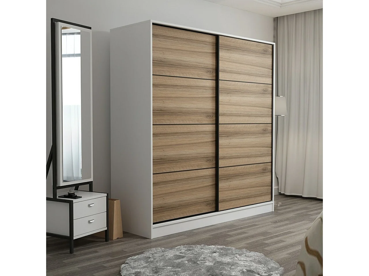 Armario Kale-3962 dore blanco 180x210x52 cm