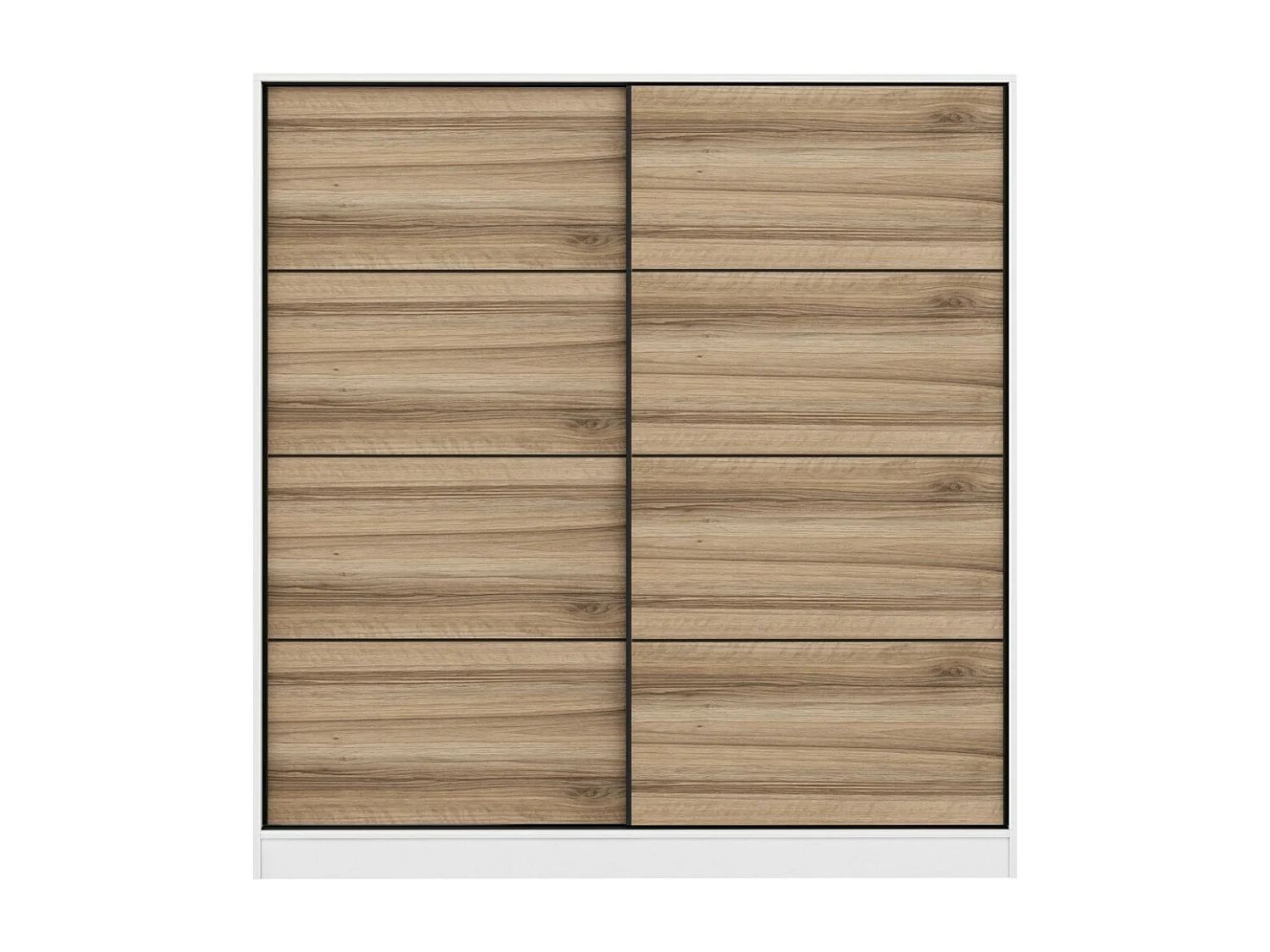 Guardaroba Kailua T103, Bianco|Quercia, 210x180x60cm, Porte guardaroba: Scorrevole