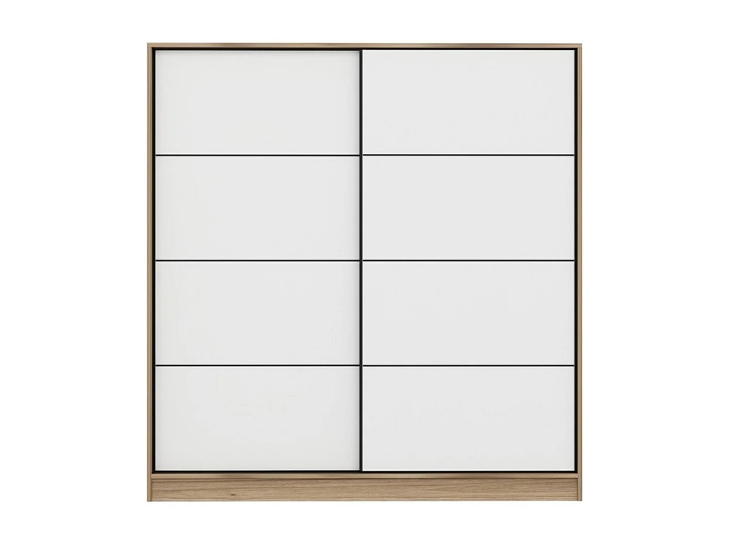 Guardaroba Kailua T102, Quercia|Bianco, 190x180x60cm, Porte guardaroba: Scorrevole