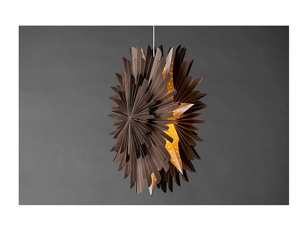 Lámpara colgante Sälen Poinsettia con papel claro Ø46cm color marrón.