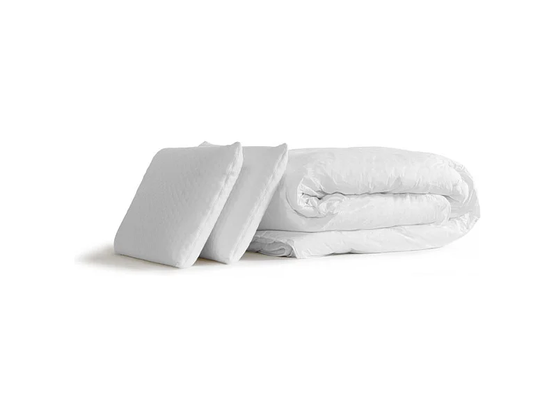 Komplettpaket Bett - Matratze 140x200 cm + Boxspringbett mit Lattenrost (im Set) + 2 Kopfkissen + Bettdecke - Trente PLUS