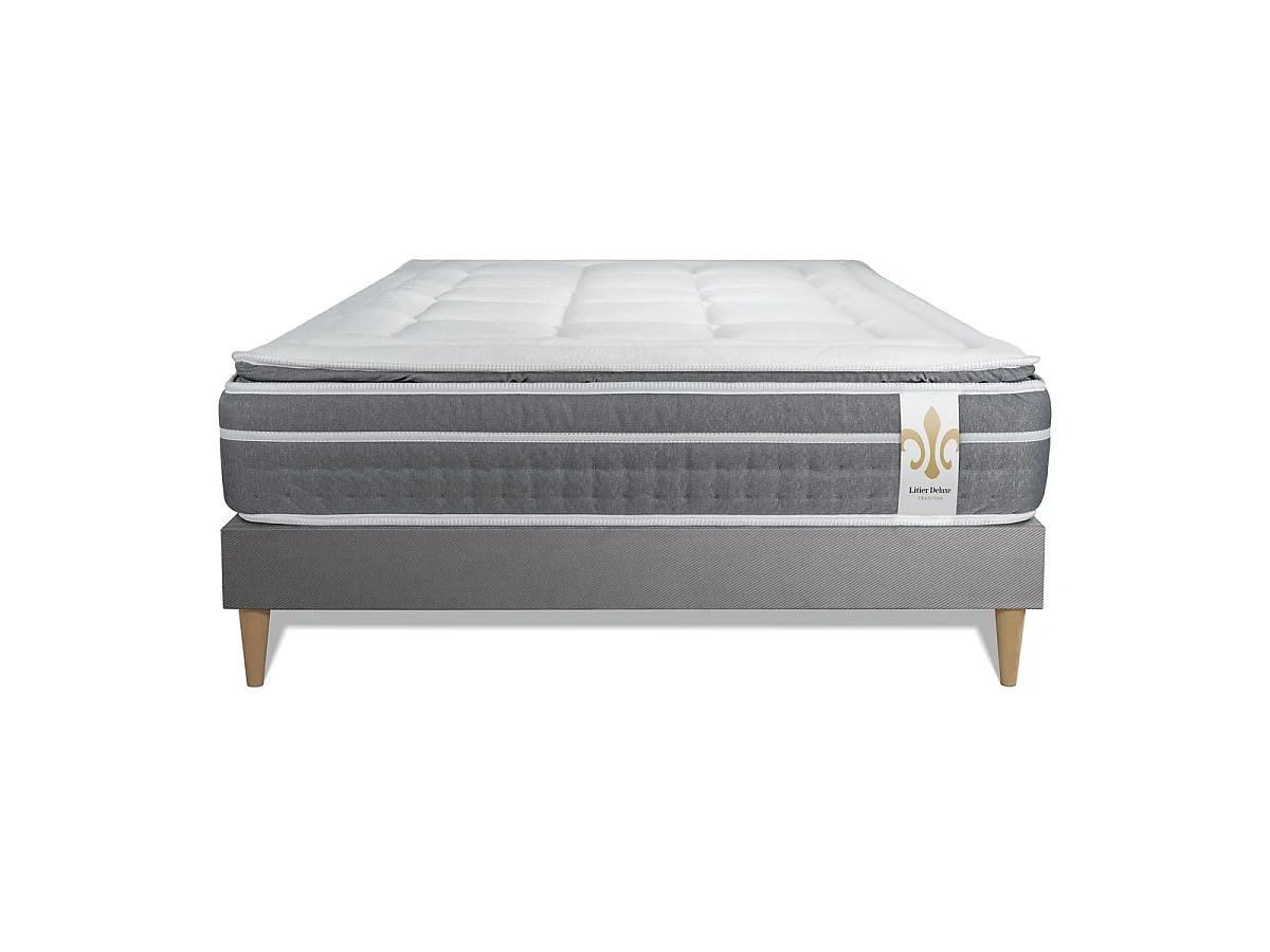 Pack cama completa - Colchón 140x190cm + Somier con láminas (kit) + 2 almohadas + Edredón - Trente PLUS