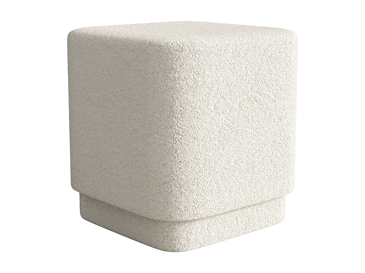 Pouf en tissu bouclette blanc cassé ELVORO