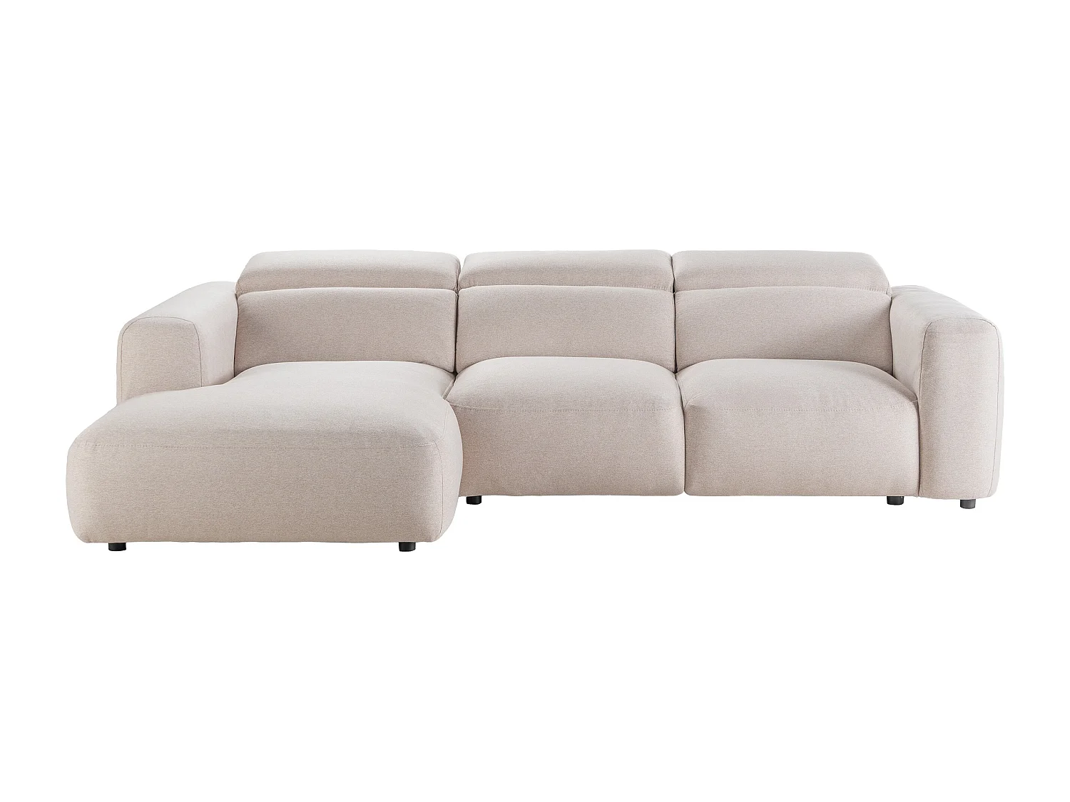 Canapé d'angle gauche en tissu chiné beige NELORIM