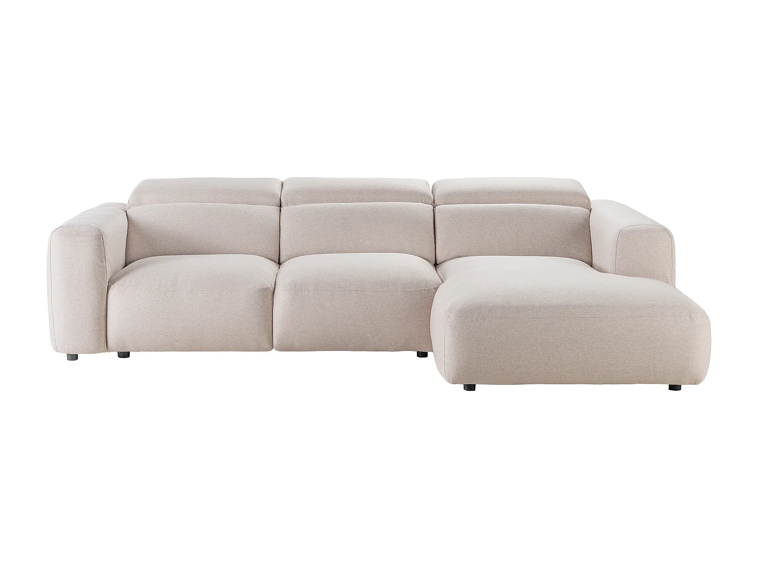 Canapé d'angle droit en tissu chiné beige NELORIM