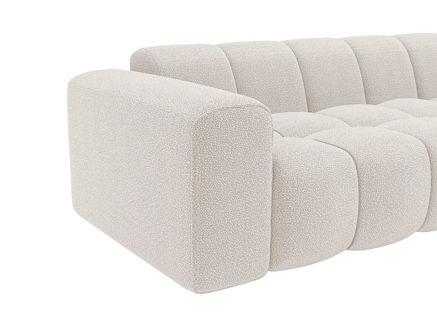 Canapé d'angle droit en tissu chenille beige CALESO de Maison Céphy