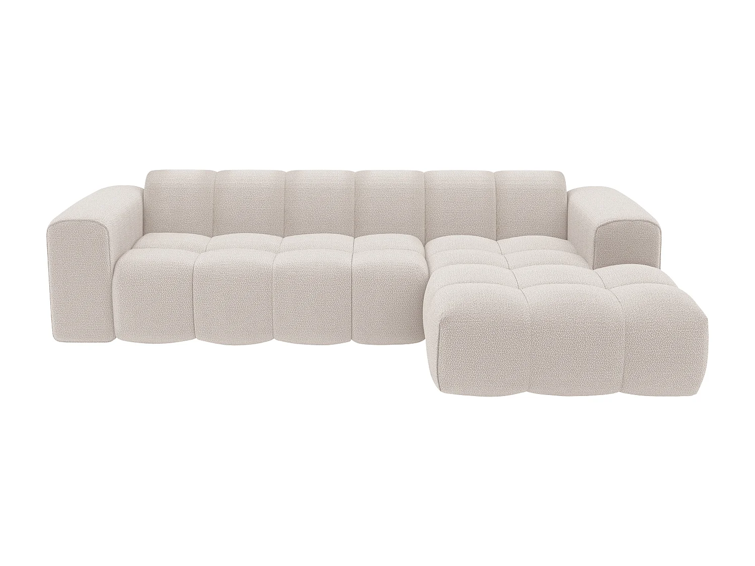 Canapé d'angle droit en tissu chenille beige CALESO de Maison Céphy