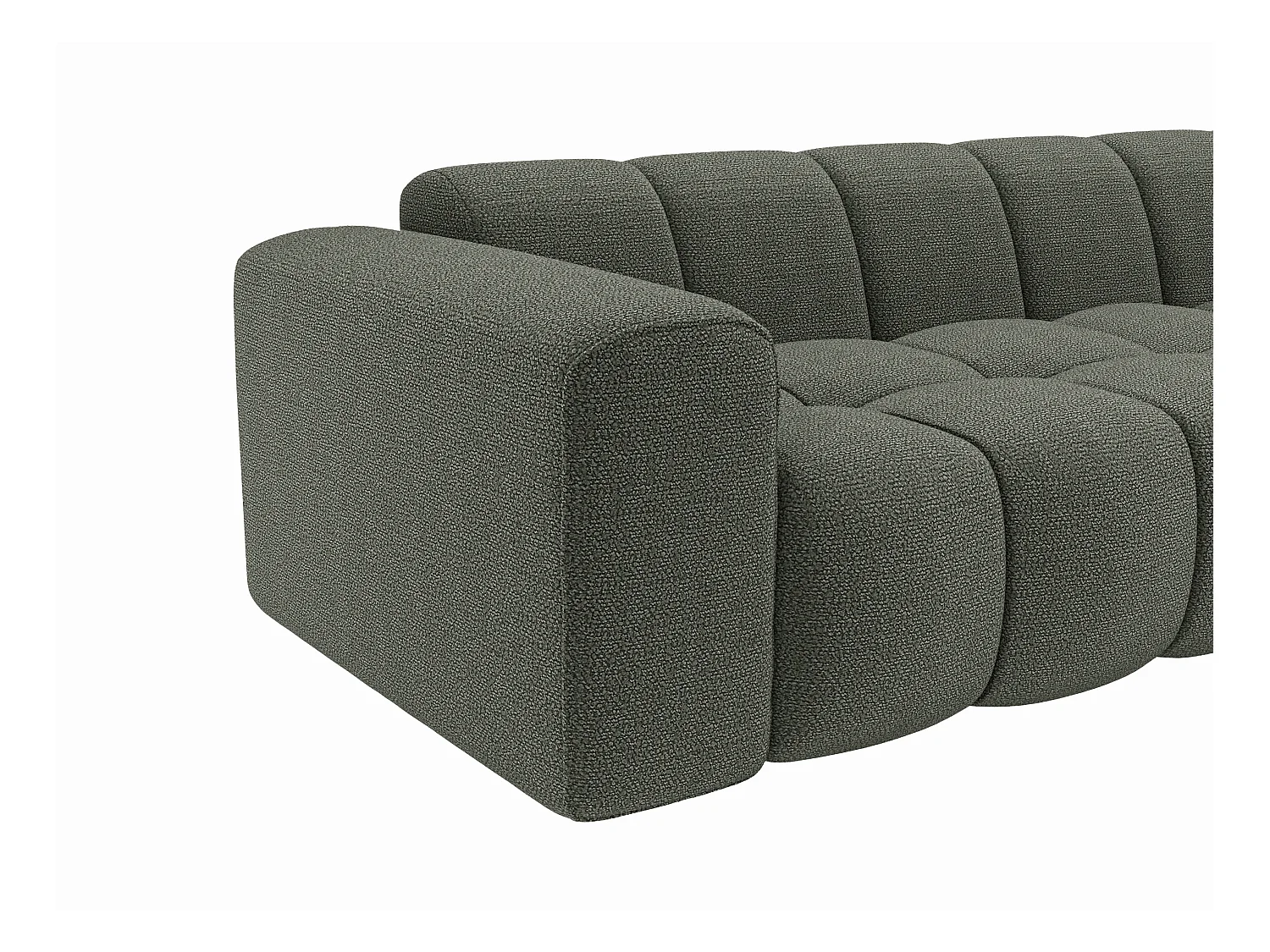 Høyrevendt hjørnesofa i grønt chenillestoff CALESO fra Maison Céphy