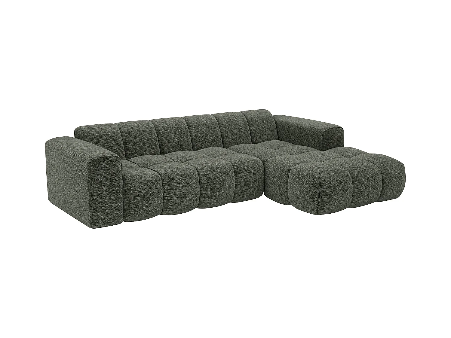 Høyrevendt hjørnesofa i grønt chenillestoff CALESO fra Maison Céphy