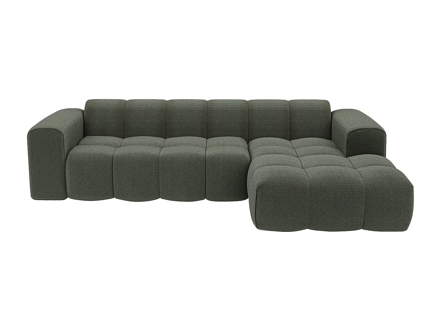 Canapé d'angle droit en tissu chenille vert CALESO de Maison Céphy