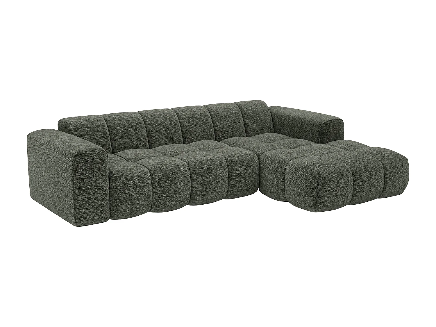 Canapé d'angle droit en tissu chenille vert CALESO de Maison Céphy