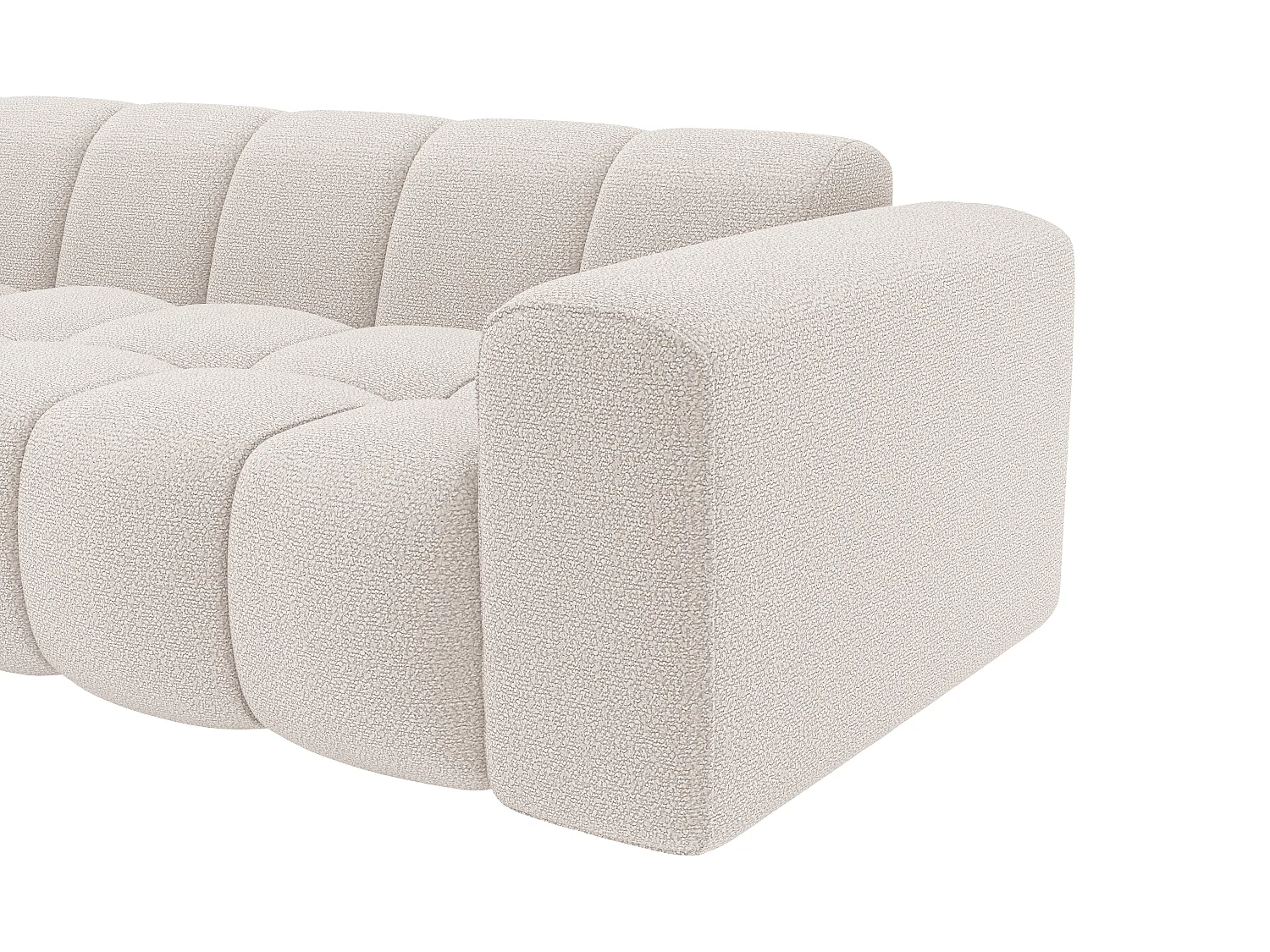 Canapé d'angle gauche en tissu chenille beige CALESO de Maison Céphy