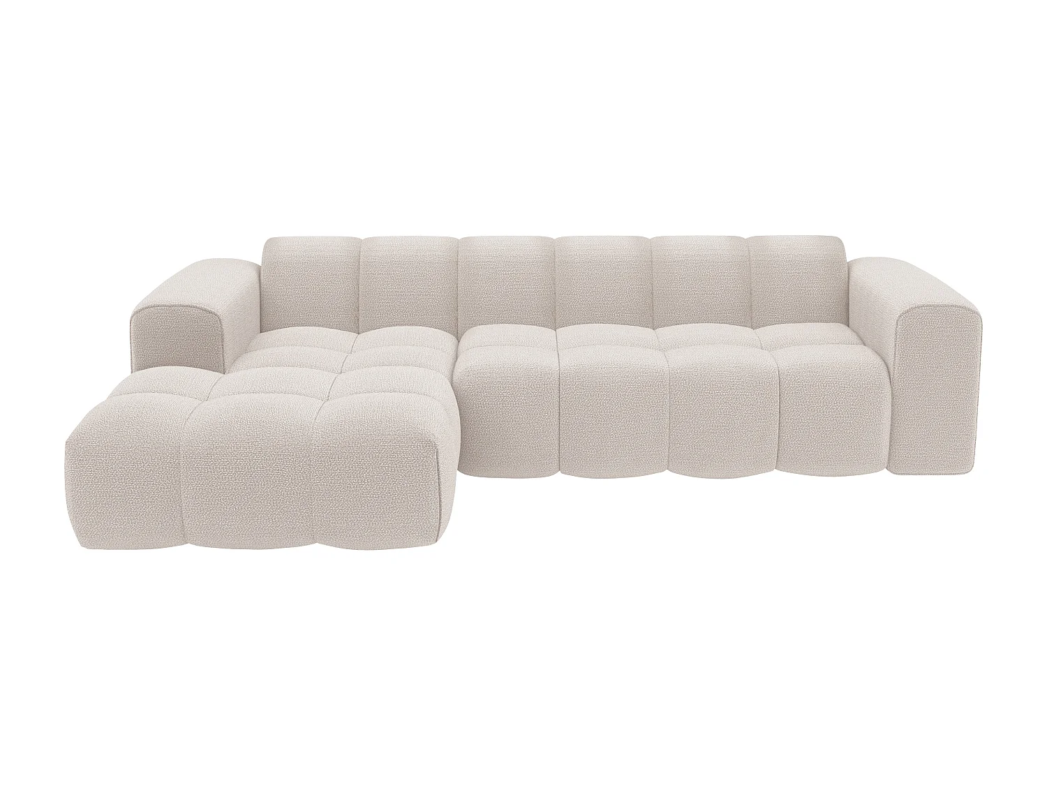 Canapé d'angle gauche en tissu chenille beige CALESO de Maison Céphy