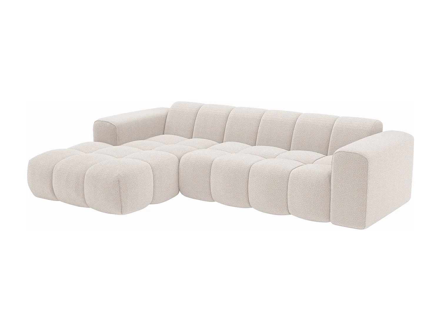 Canapé d'angle gauche en tissu chenille beige CALESO de Maison Céphy