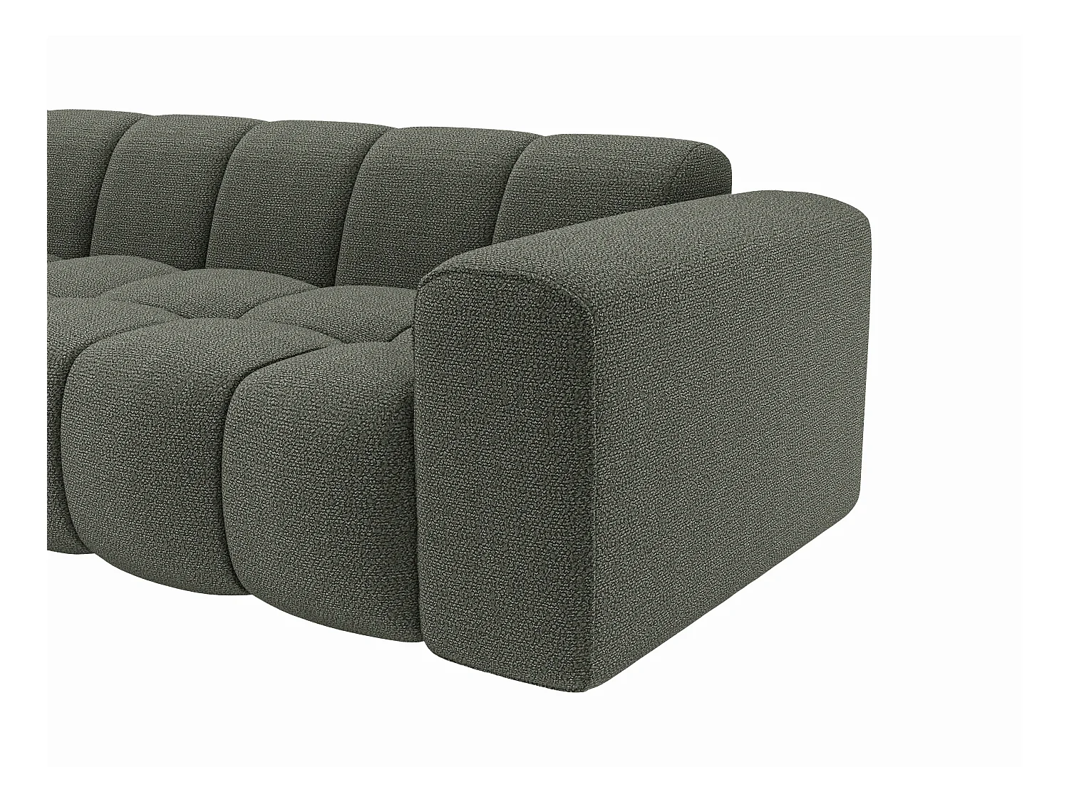 Venstre hjørnesofa i grønt chenille-stoff CALESO fra Maison Céphy