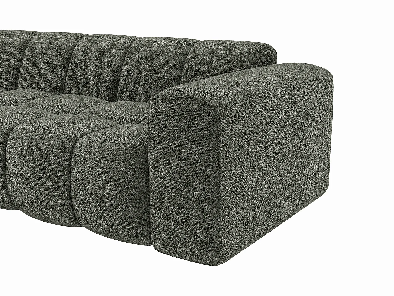 Canapé d'angle gauche en tissu chenille vert CALESO de Maison Céphy