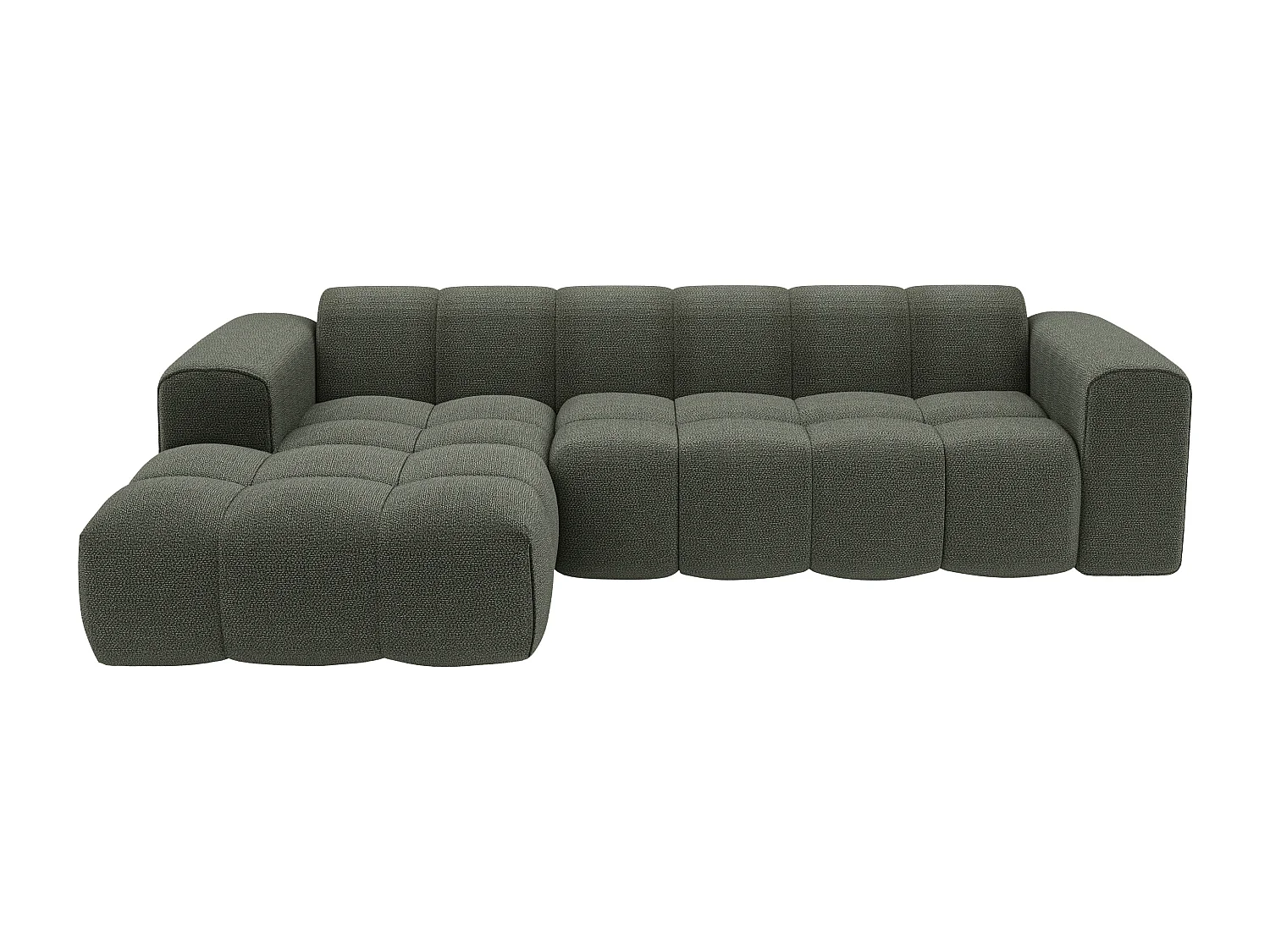 Canapé d'angle gauche en tissu chenille vert CALESO de Maison Céphy